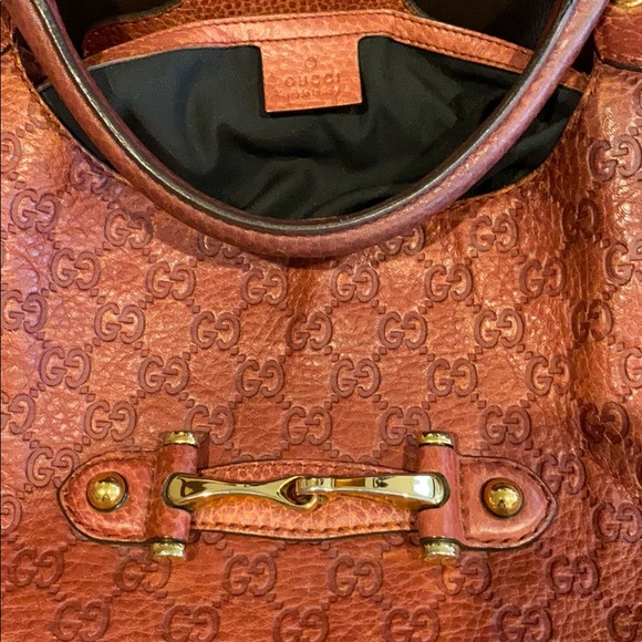 GUCCI EUC Red Leather Guccissima Horse-bit Handbag - Picture 4 of 7